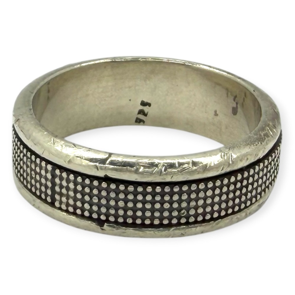 Vintage Band Ring 925 Sterling Silver Size 12 Silver Dotted Design